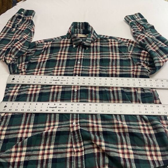 L.L. Bean VTG Green Paid Cotton Long Sleeve Button Down Shirt Size XXL - Picture 3 of 6